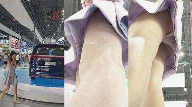 【mccd车展系列】无痕白窄内 一箭双雕展台两个礼仪 蕾丝白内